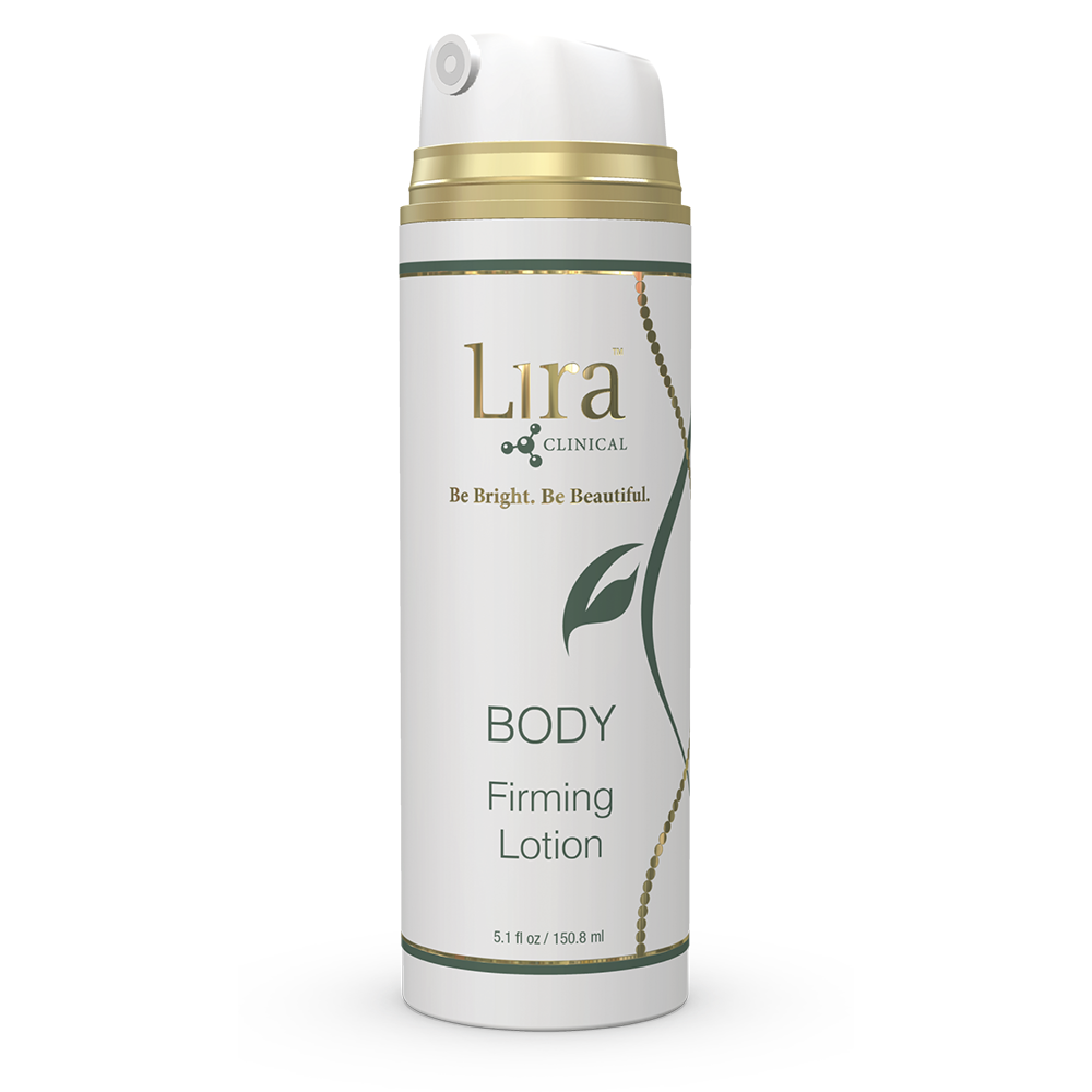 A pump bottle of Lira Clinical BODY Firming Lotion.